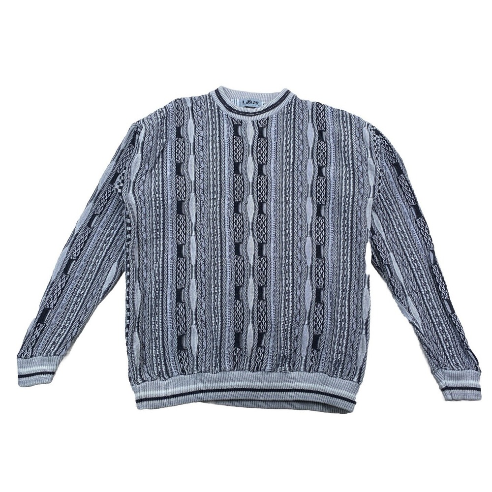 Vintage Lavane 3D Knit Sweater Size XL Gray Biggie Coogie Style